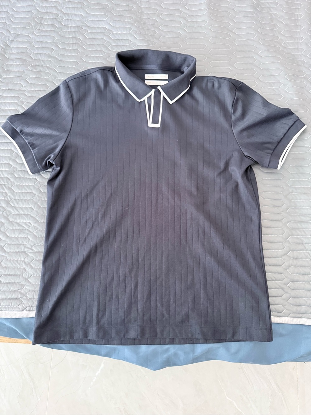 Men's Black Polo with White Trim